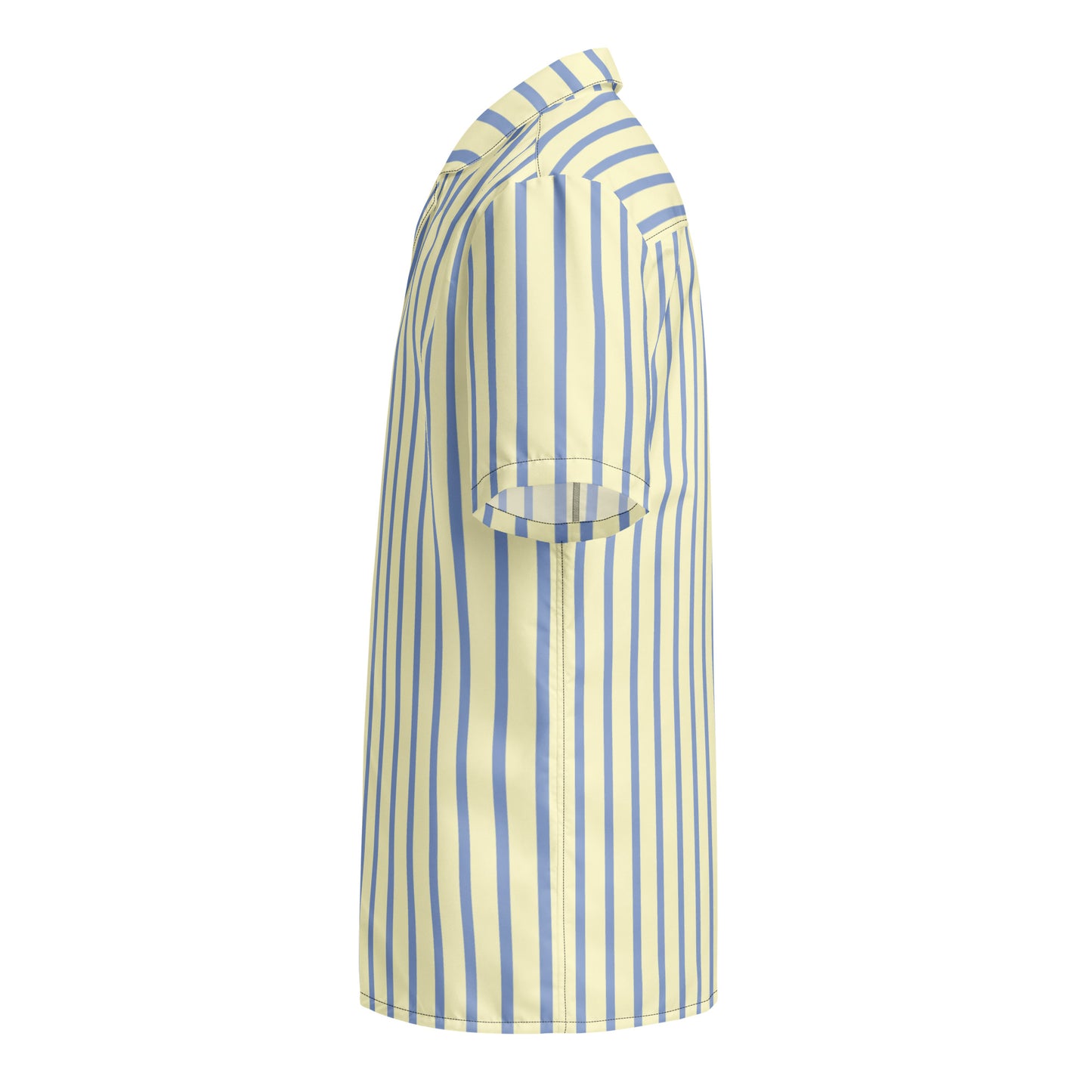 Mellow Yellow & Marlin Blue Striped Button-Down Camp Shirt - Sustainable Casual Beach Shirts from Tropical Seas Clothing