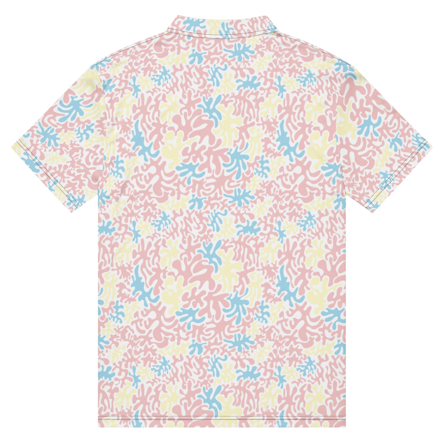 Men’s Slim Fit Golf Polo – Powder Coral Pattern, Breathable Athletic Shirt - Sustainable Clothing from Tropical Seas Clothing