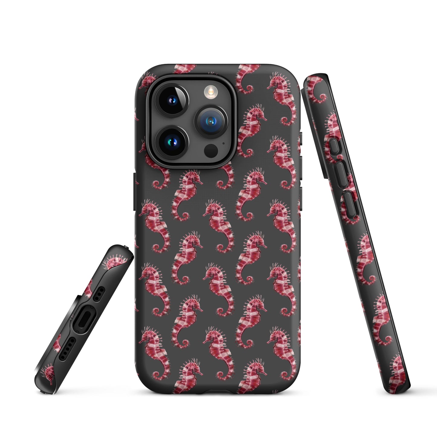 Candy Cane Sea Horse Tough Case for iPhone® - Sustainable Mobile Phone Cases from Tropical Seas Clothing