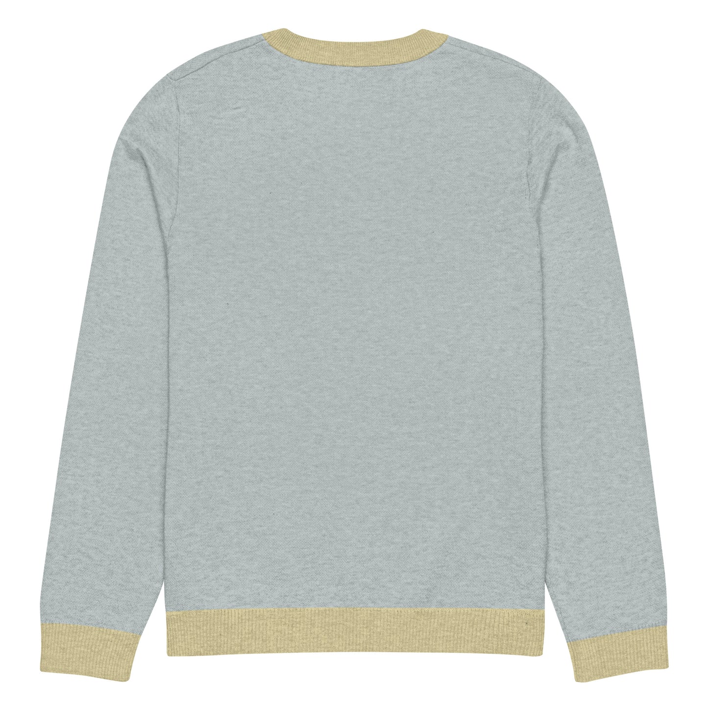 Tropical Seas Clothing Sea Mist Knit Crew men’s ocean-inspired autumn sweater, back view, size 3XL, light blue color with yellow accents