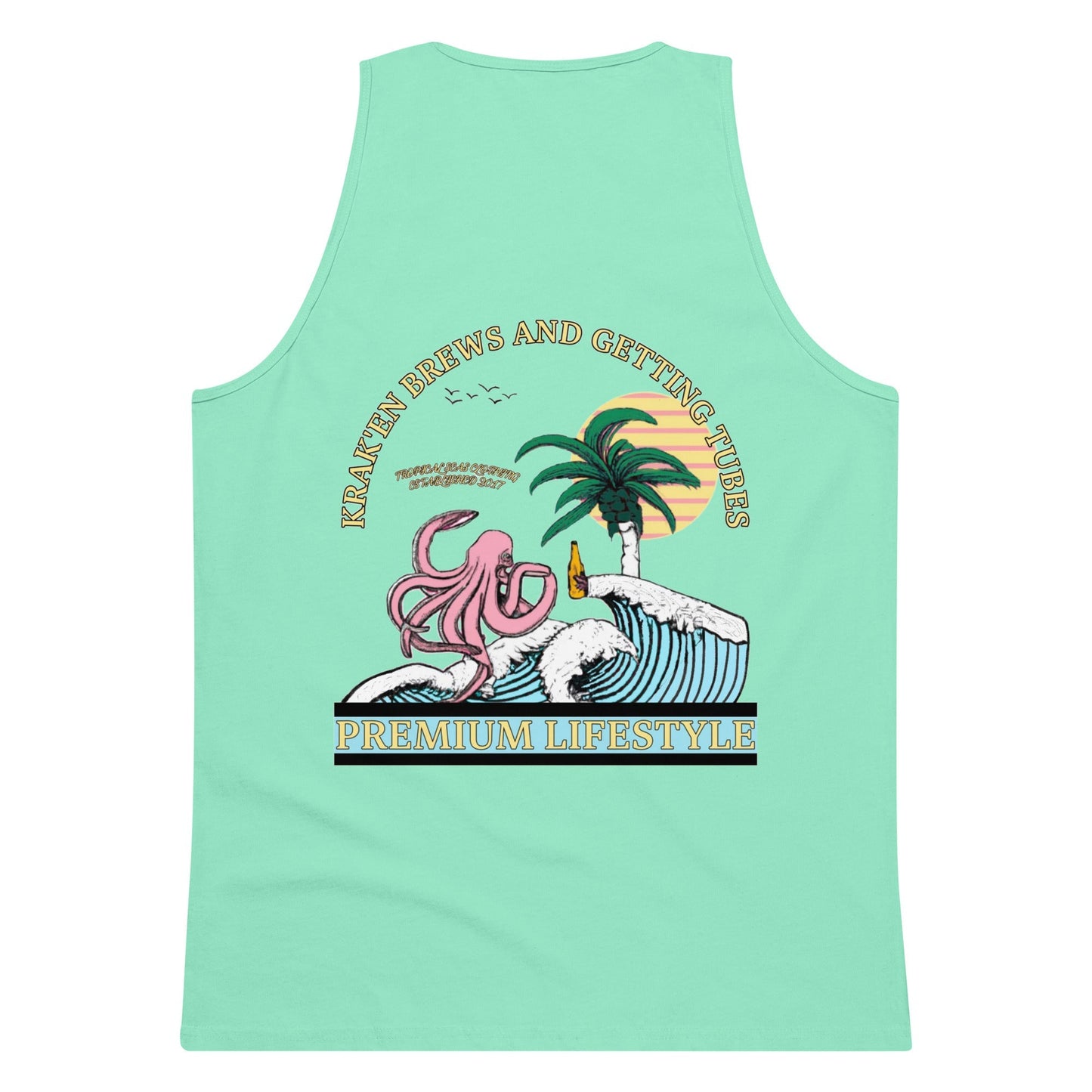 Men’s Premium Krak'en Brews and Getting Tubes Tank Top - Sustainable Tank Top from Tropical Seas Clothing