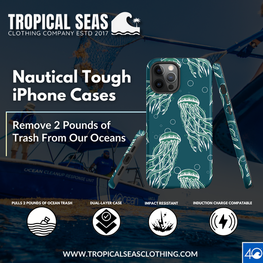 Nautical Jellyfish Tough Case for iPhone® - Sustainable Mobile Phone Cases from Tropical Seas Clothing 