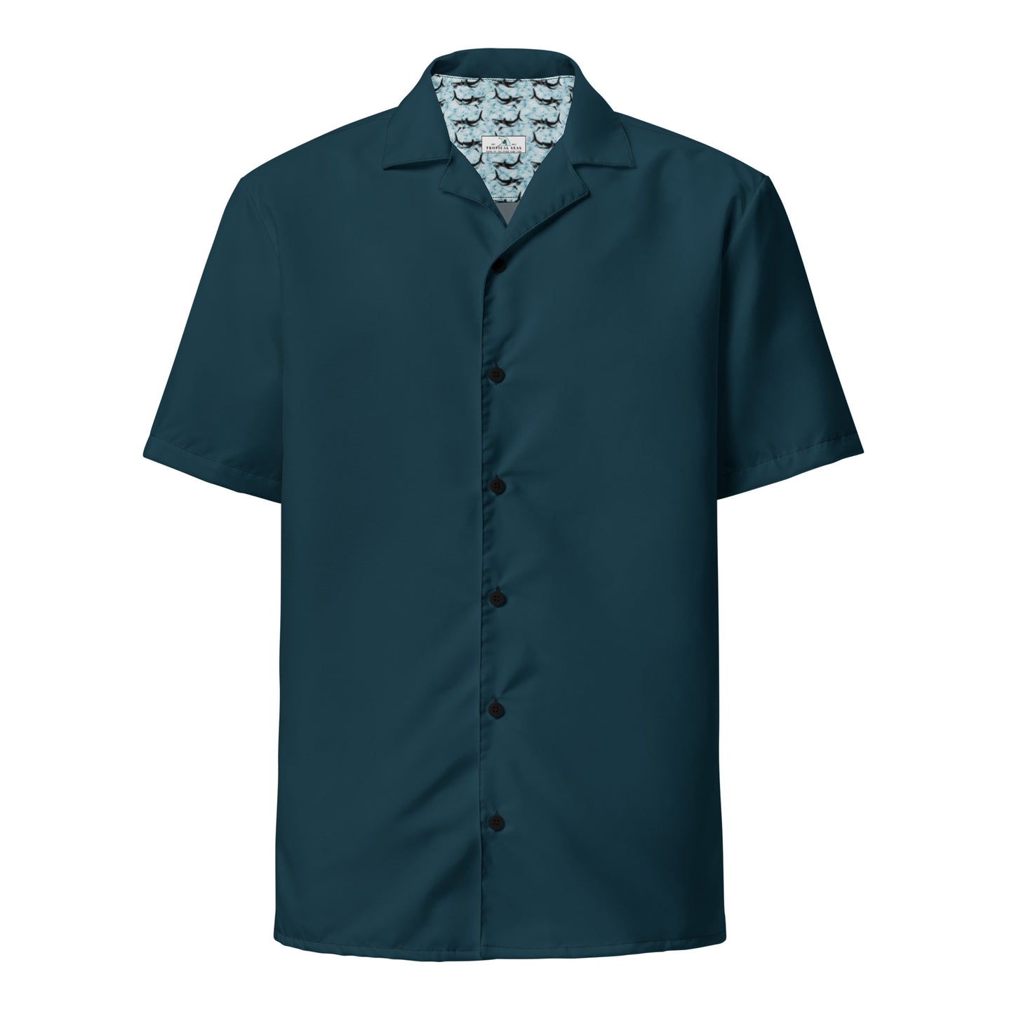 Labelless Dark Seas Blue Button Down Camp Shirt - Sustainable Casual Beach Shirts from Tropical Seas Clothing 