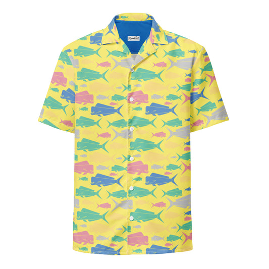 Dorado Fish Island Button Down Hawaiian Shirt - Sustainable Casual Beach Shirts from Tropical Seas Clothing 