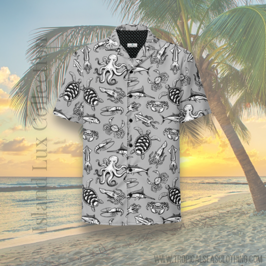Night Dive Hawaiian Button Shirt: Dive into Stylish Depths! - Tropical Seas Clothing 