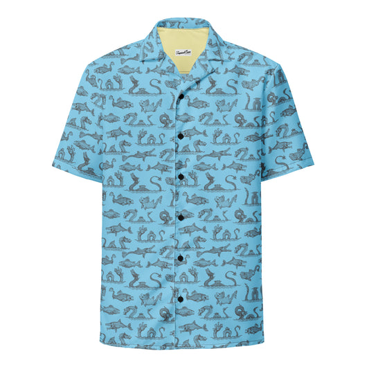 Legends of the Deep Button Down Hawaiian Shirt - Sustainable Casual Beach Shirts from Tropical Seas Clothing 