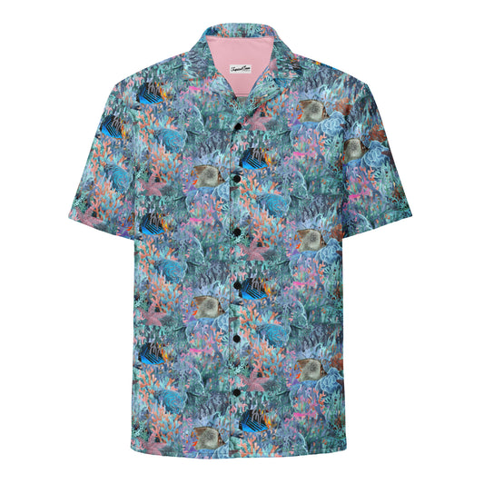 Marine Life Party Button Down Hawaiian Shirt - Sustainable Casual Beach Shirts from Tropical Seas Clothing 