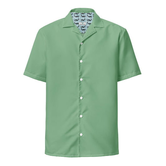 Labelless Palm Green Button Down Camp Shirt - Sustainable Casual Beach Shirts from Tropical Seas Clothing 