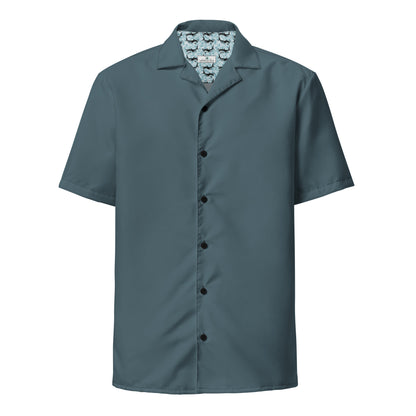 Labelless Stormy Squall Blue Button Down Camp Shirt - Sustainable Casual Beach Shirts from Tropical Seas Clothing 