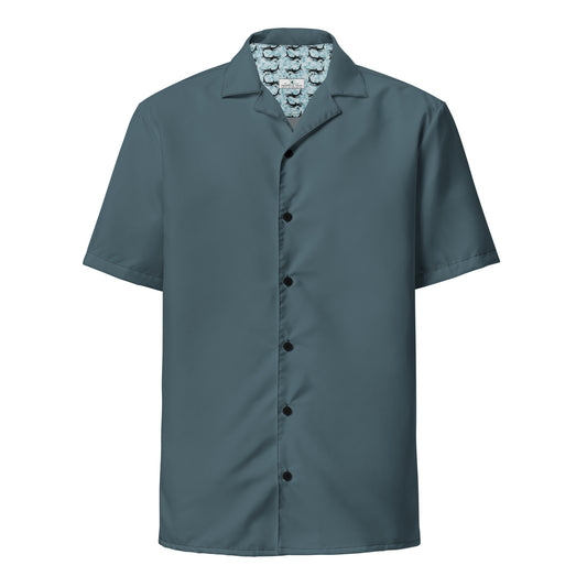 Labelless Stormy Squall Blue Button Down Camp Shirt - Sustainable Casual Beach Shirts from Tropical Seas Clothing 