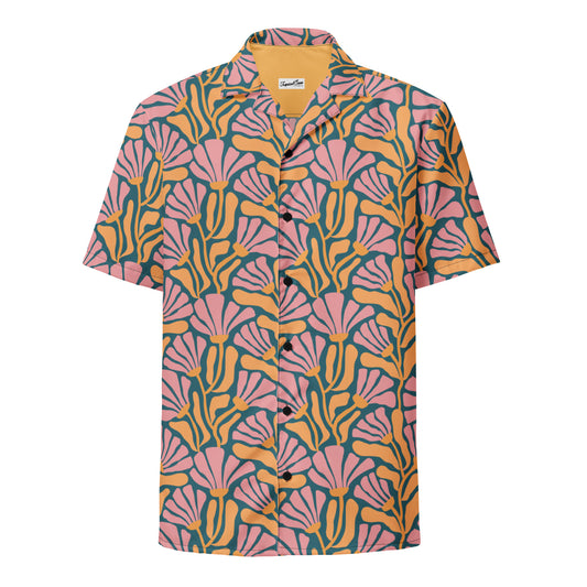 Tropic Orchid Point Button Down Hawaiian Shirt - Sustainable Casual Beach Shirts from Tropical Seas Clothing 