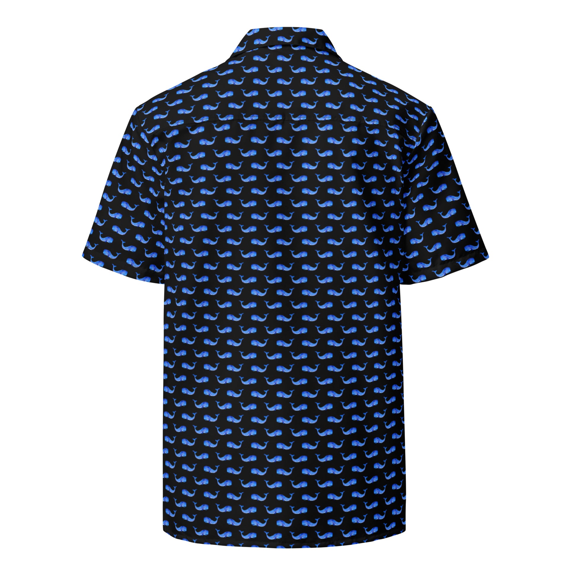 Midnight Whale Party Button Down Hawaiian Shirt - Coastal Summer 2024 Collection - Tropical Seas Clothing 