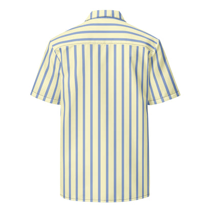 Mellow Yellow & Marlin Blue Striped Button-Down Camp Shirt - Tropical Seas Clothing 