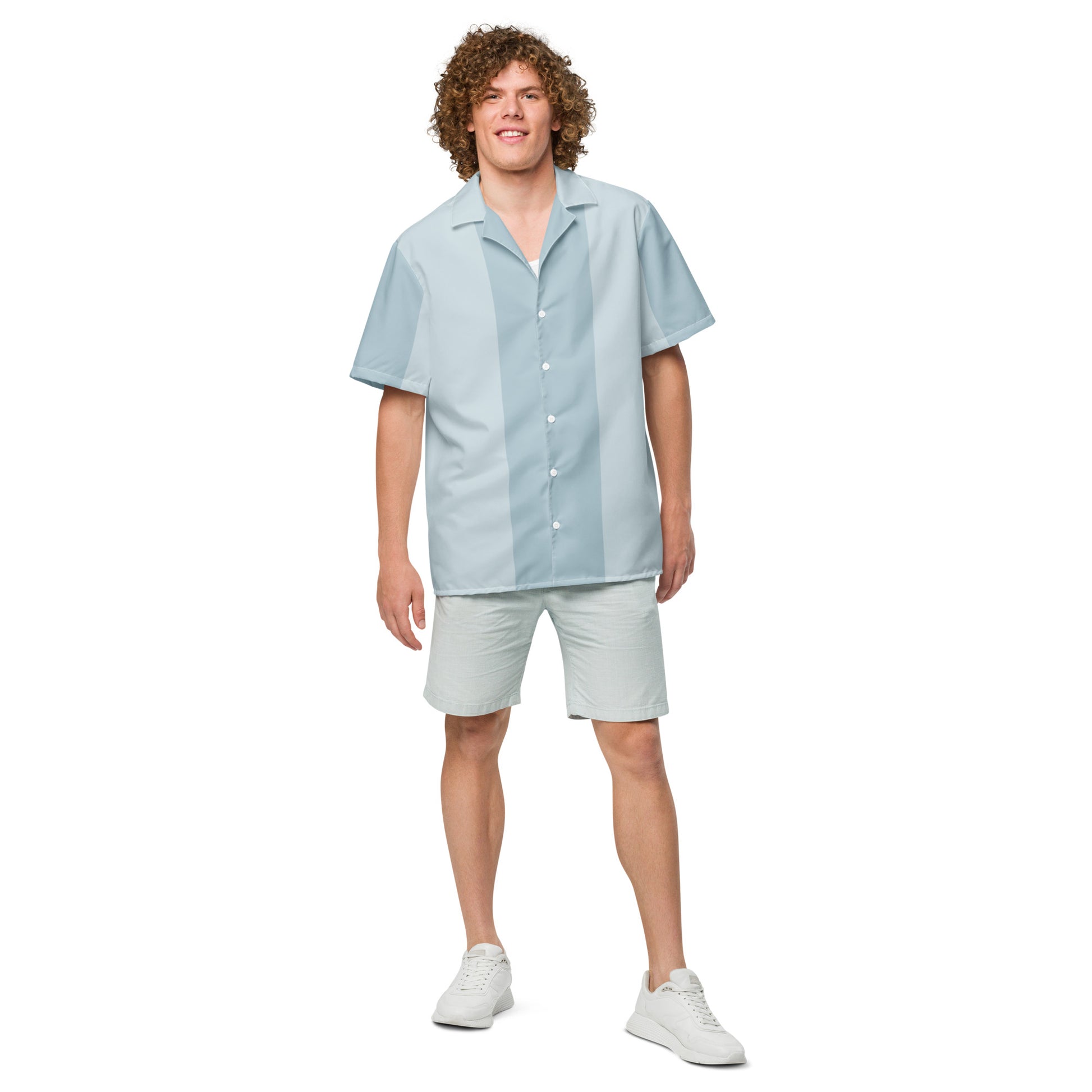 IslandLux Vacation Collection - Mako Blue Button Shirt: Dive into Coastal Elegance! - Tropical Seas Clothing 