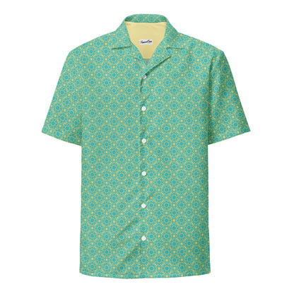 Palm Frond Prism Button Down Hawaiian Shirt - Coastal Summer 2024 Collection - Tropical Seas Clothing 