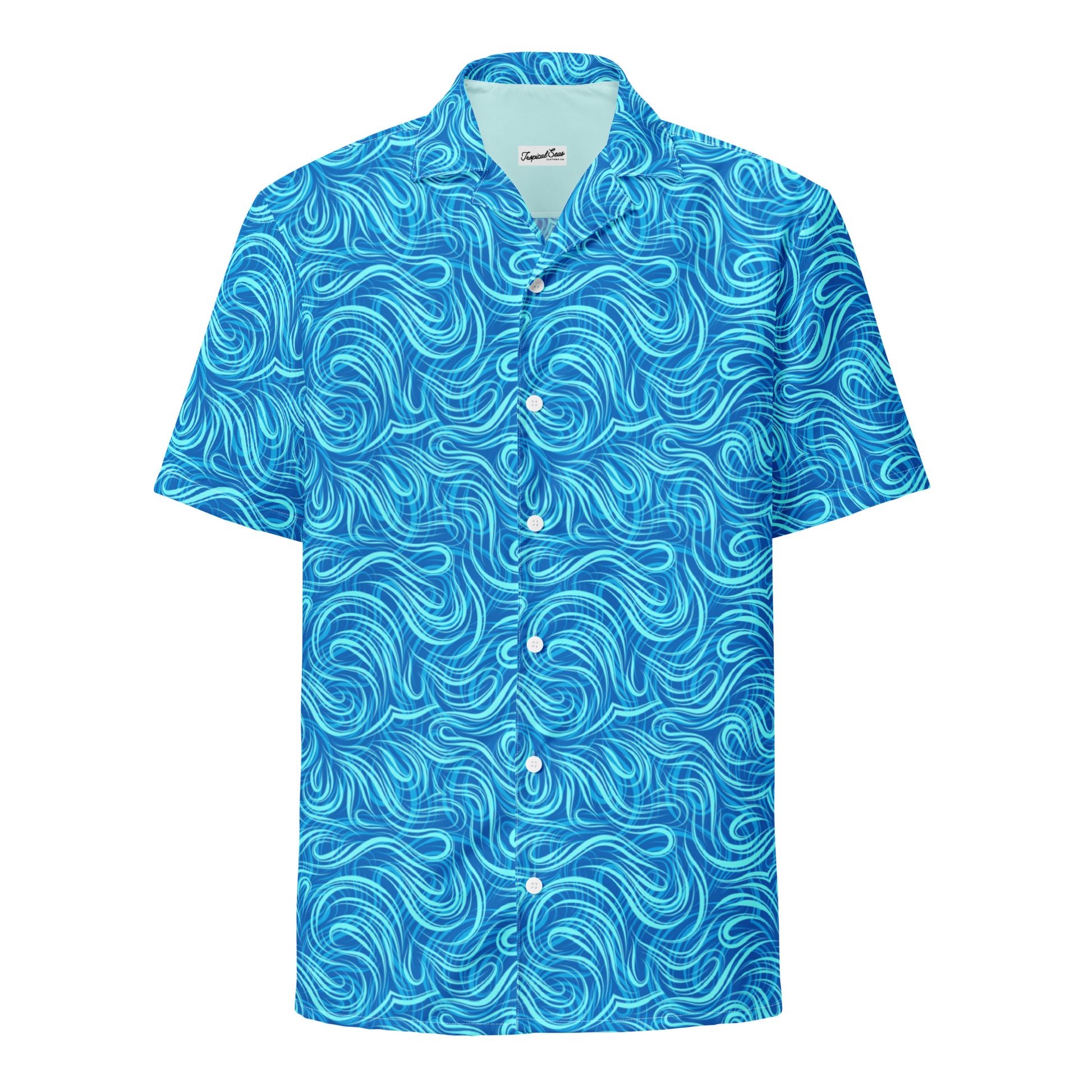 Tsunami Island Party Button Down Hawaiian Shirt - Coastal Summer 2024 Collection - Tropical Seas Clothing 