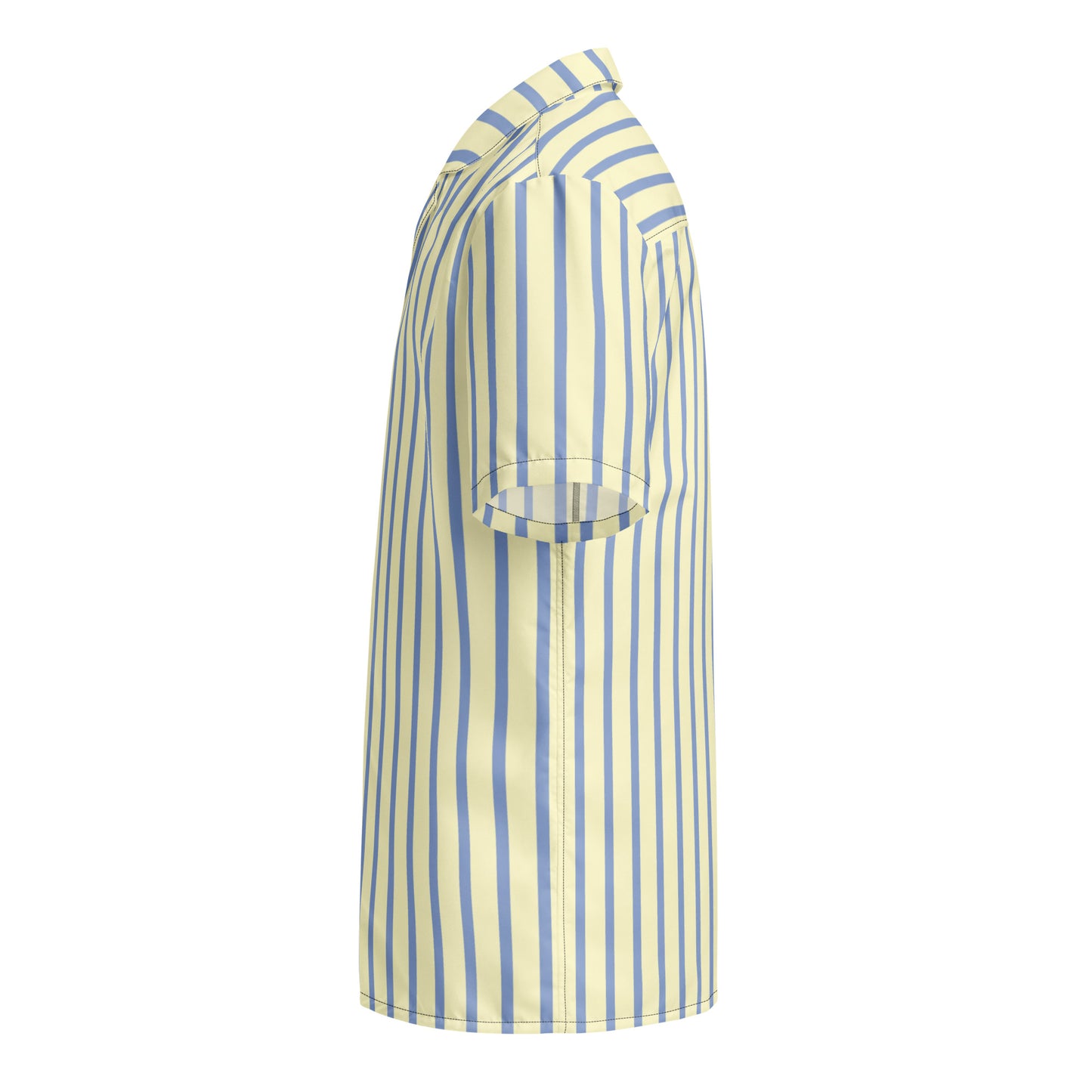 Mellow Yellow & Marlin Blue Striped Button-Down Camp Shirt - Tropical Seas Clothing 