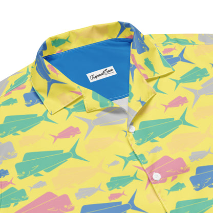 Dorado Fish Island Button Down Hawaiian Shirt - Coastal Summer 2024 Collection - Tropical Seas Clothing 