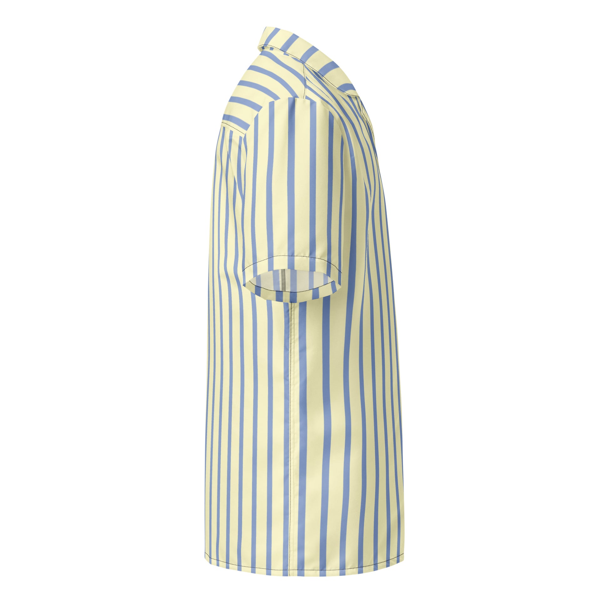 Mellow Yellow & Marlin Blue Striped Button-Down Camp Shirt - Tropical Seas Clothing 