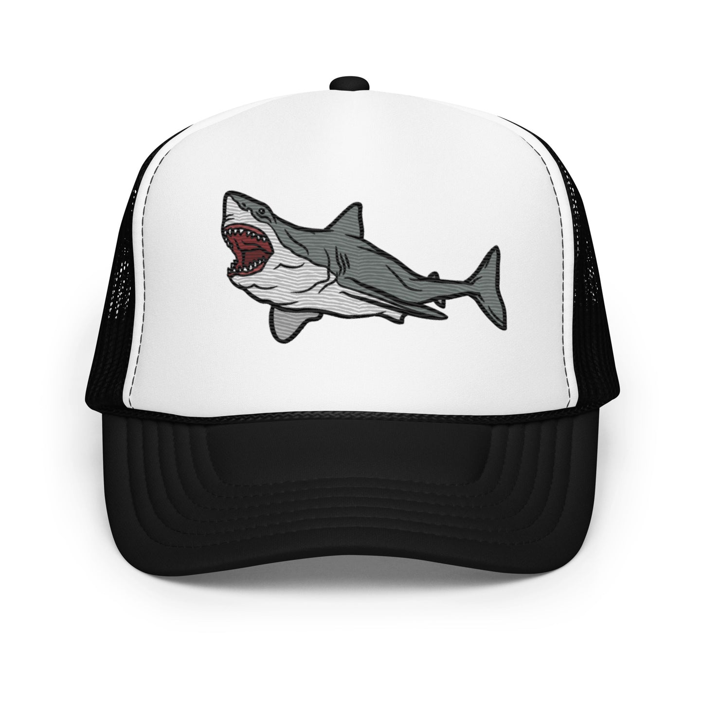 Foam Great White Breach Trucker Hat - Sustainable Hats from Tropical Seas Clothing 