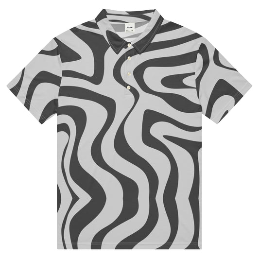 Men’s Slim Fit Golf Polo – Deep Anemone Pattern, Breathable Athletic Shirt