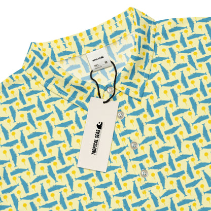 Men’s Slim Fit Golf Polo – Whale & Golf Tee Pattern