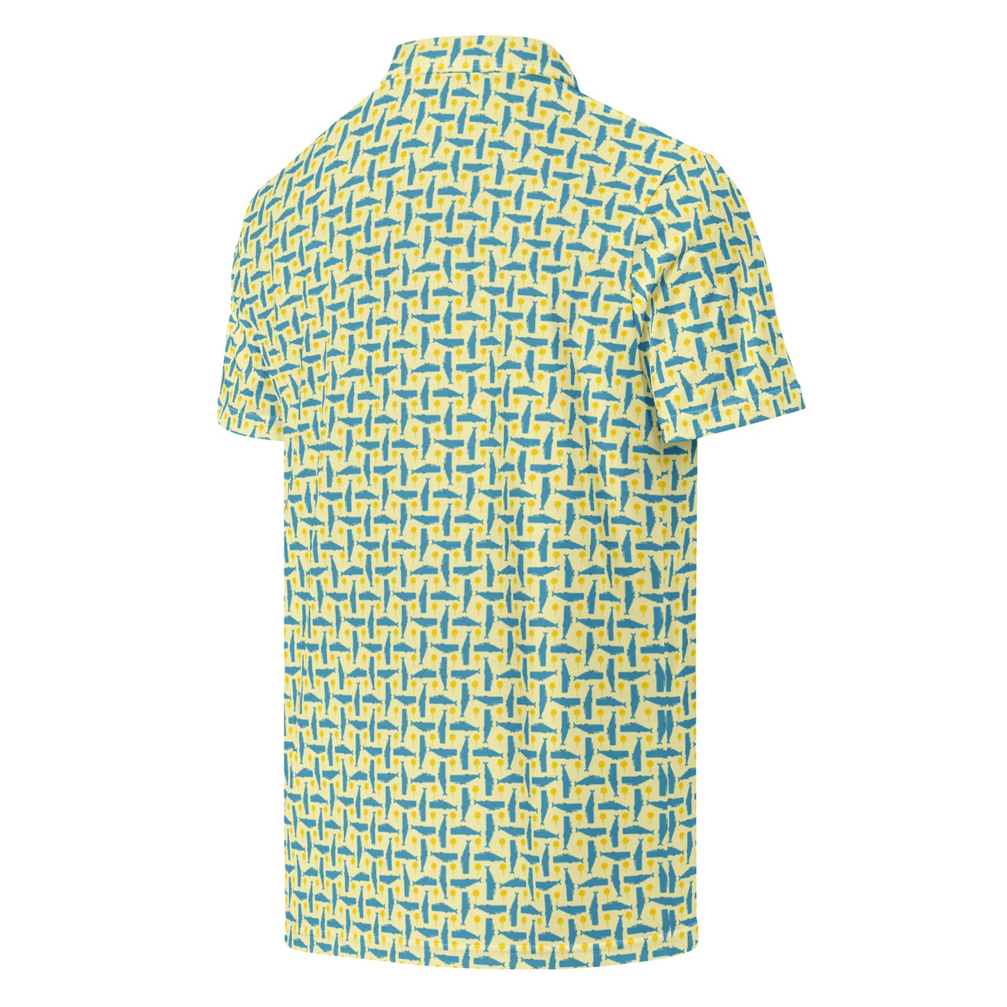 Men’s Slim Fit Golf Polo – Whale & Golf Tee Pattern