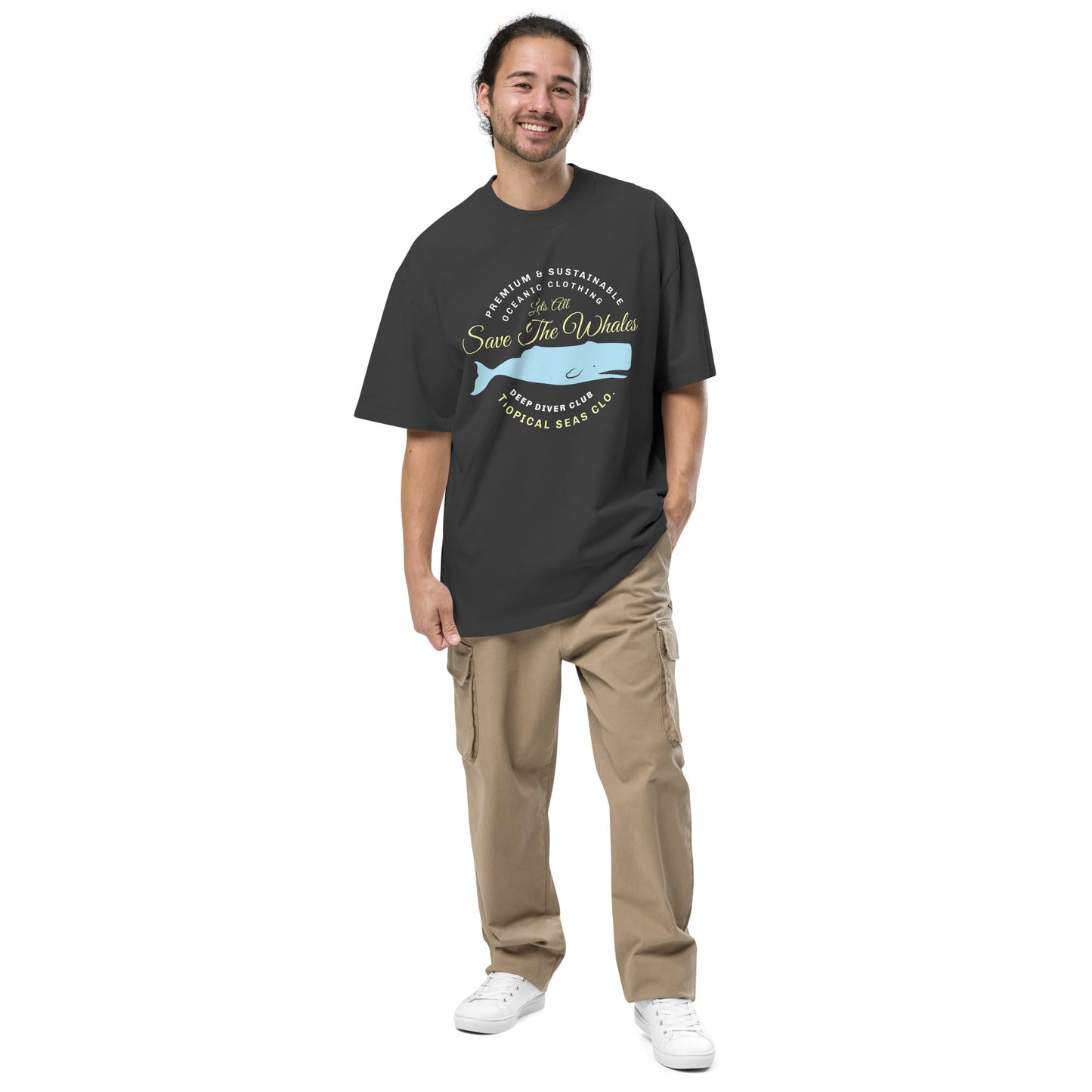 Oversized faded Lets Save the Whales t-shirt - Tropical Seas Clothing 