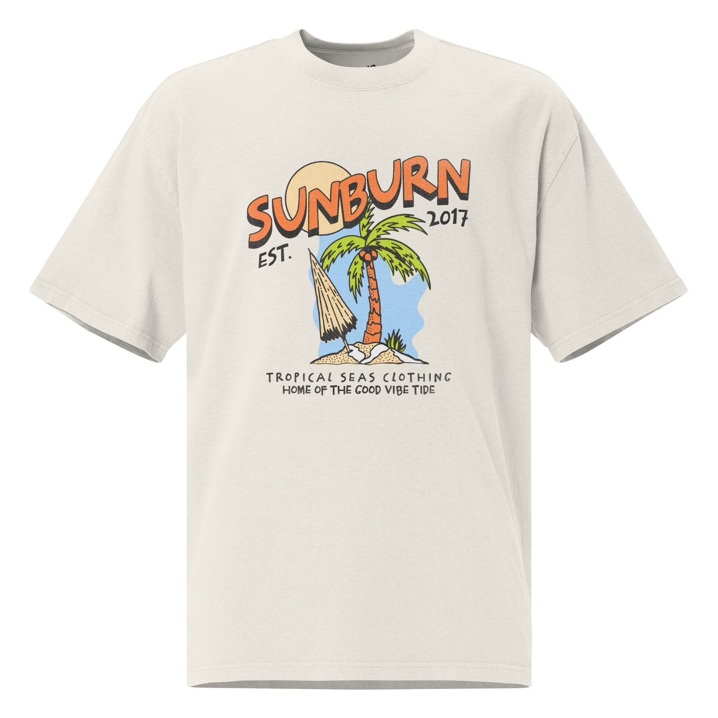 Oversized faded Tropical Sunburn t-shirt - Sustainable T-shirt from Tropical Seas Clothing 