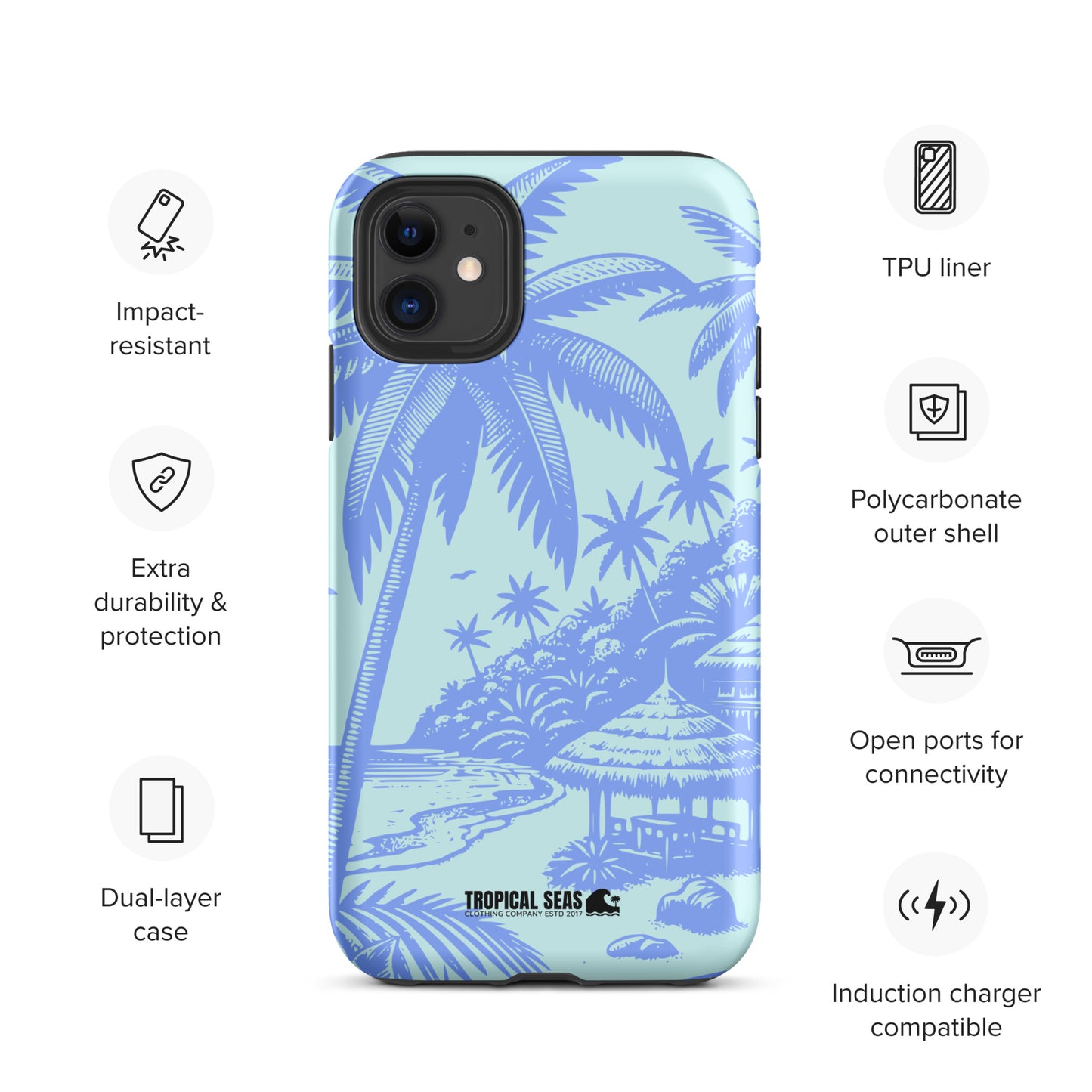 Tropical Island Blues Tough Case for iPhone® - Sustainable Mobile Phone Cases from Tropical Seas Clothing 