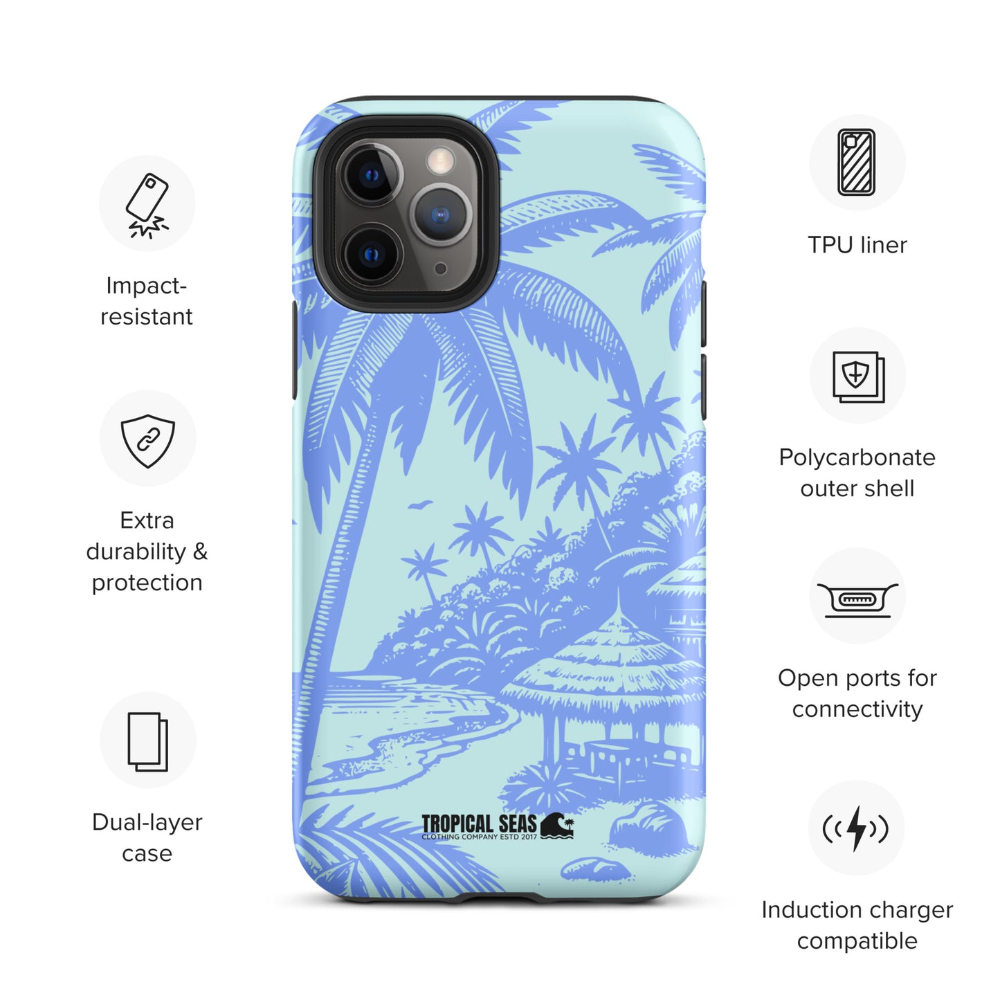 Tropical Island Blues Tough Case for iPhone® - Sustainable Mobile Phone Cases from Tropical Seas Clothing 