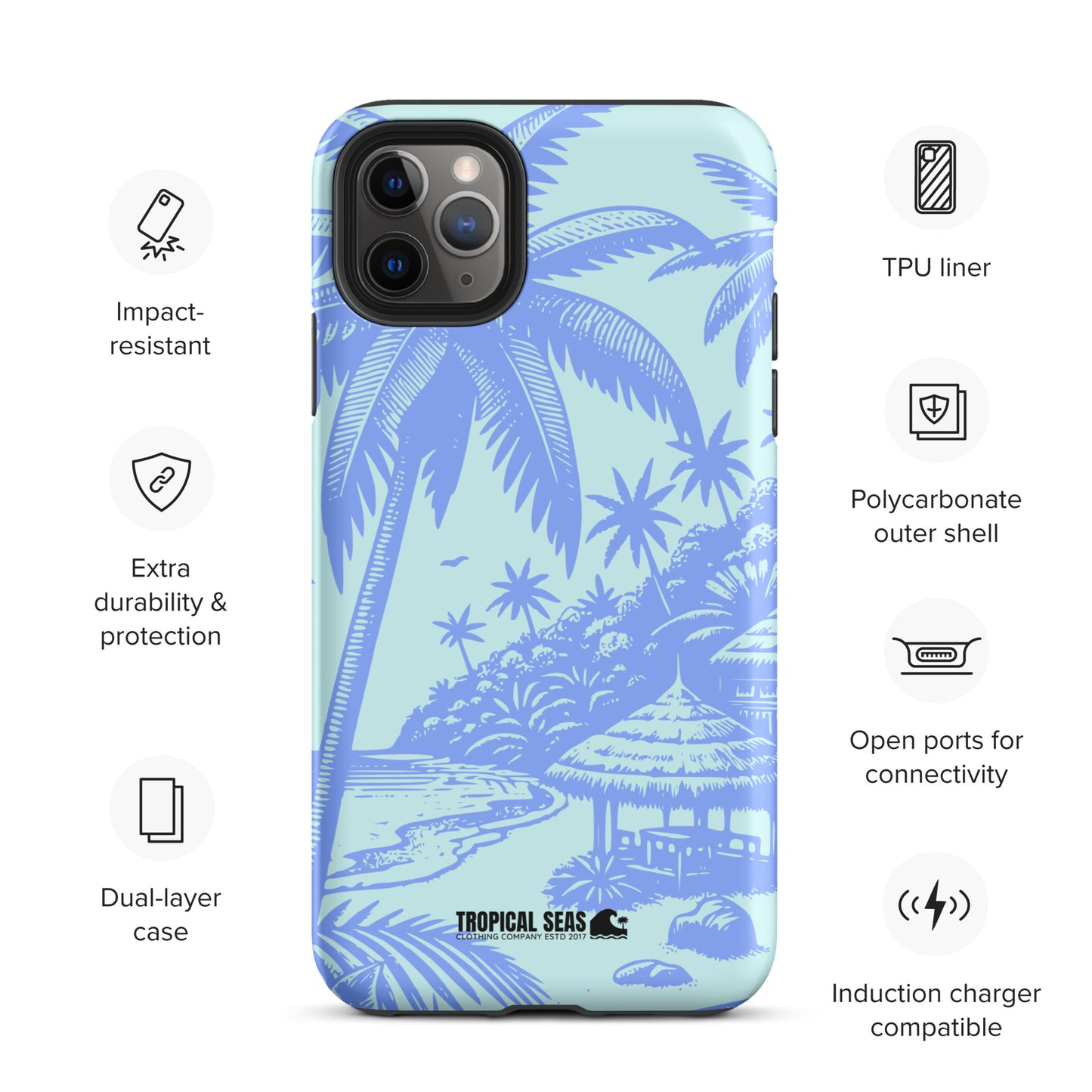 Tropical Island Blues Tough Case for iPhone® - Sustainable Mobile Phone Cases from Tropical Seas Clothing 