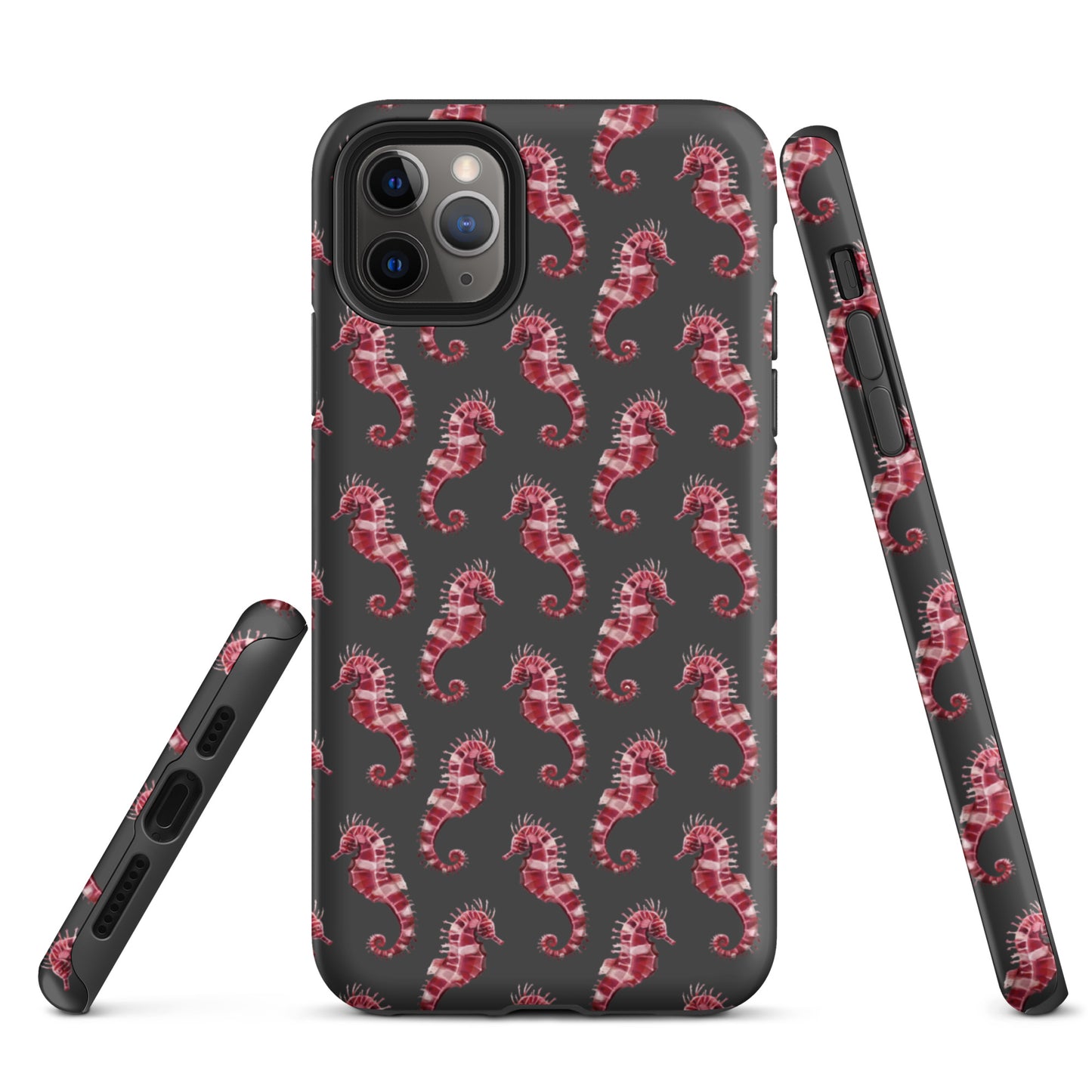 Candy Cane Sea Horse Tough Case for iPhone® - Sustainable Mobile Phone Cases from Tropical Seas Clothing 