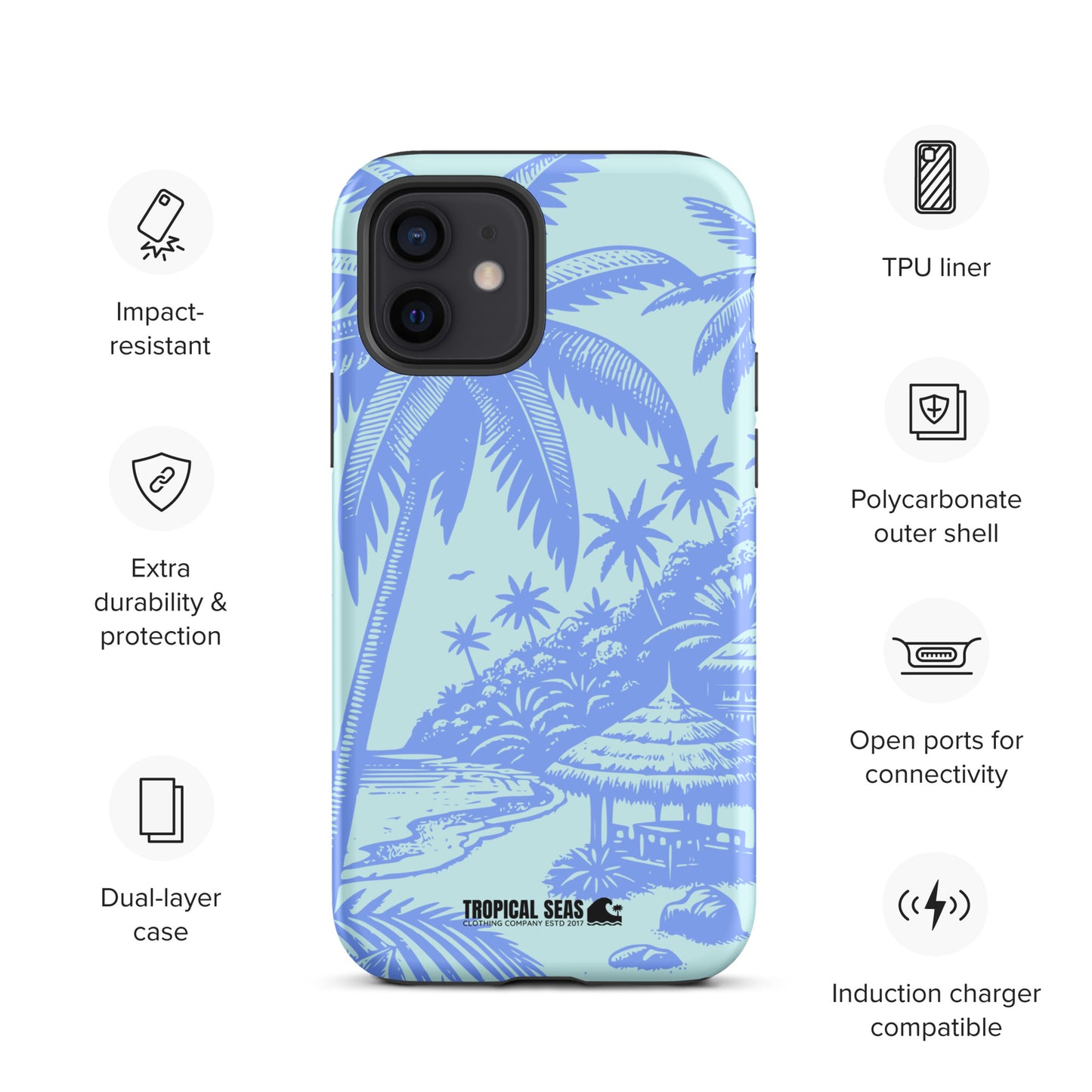 Tropical Island Blues Tough Case for iPhone® - Sustainable Mobile Phone Cases from Tropical Seas Clothing 