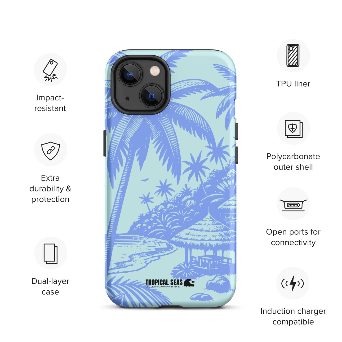 Tropical Island Blues Tough Case for iPhone® - Sustainable Mobile Phone Cases from Tropical Seas Clothing 