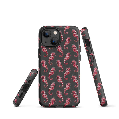 Candy Cane Sea Horse Tough Case for iPhone® - Sustainable Mobile Phone Cases from Tropical Seas Clothing 