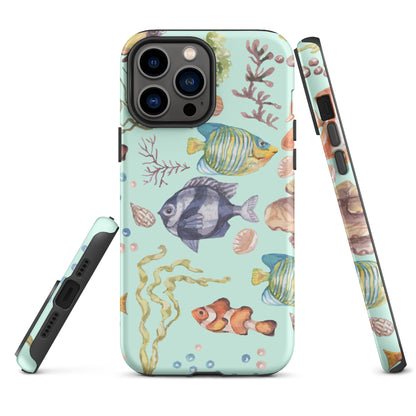 Salty Turquoise Reef Tough Case for iPhone® - Sustainable Mobile Phone Cases from Tropical Seas Clothing 