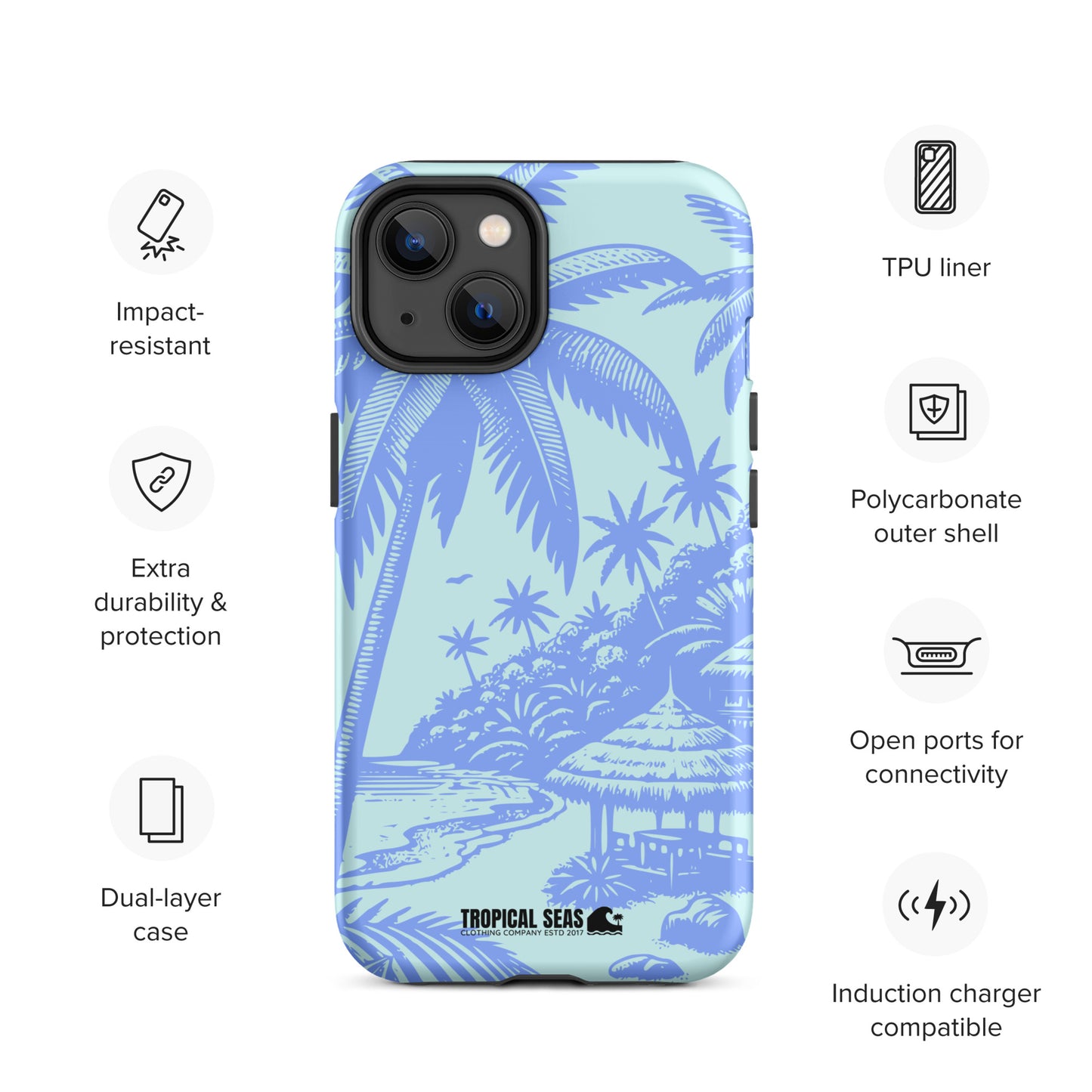 Tropical Island Blues Tough Case for iPhone® - Sustainable Mobile Phone Cases from Tropical Seas Clothing 