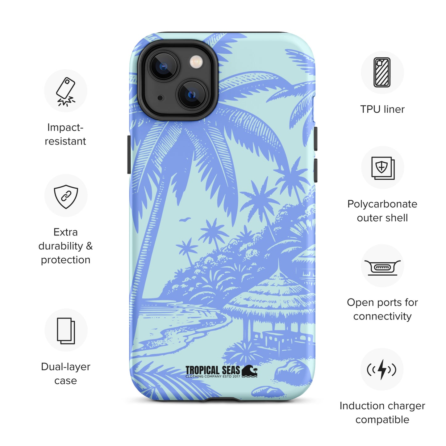 Tropical Island Blues Tough Case for iPhone® - Sustainable Mobile Phone Cases from Tropical Seas Clothing 