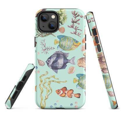 Salty Turquoise Reef Tough Case for iPhone® - Sustainable Mobile Phone Cases from Tropical Seas Clothing 