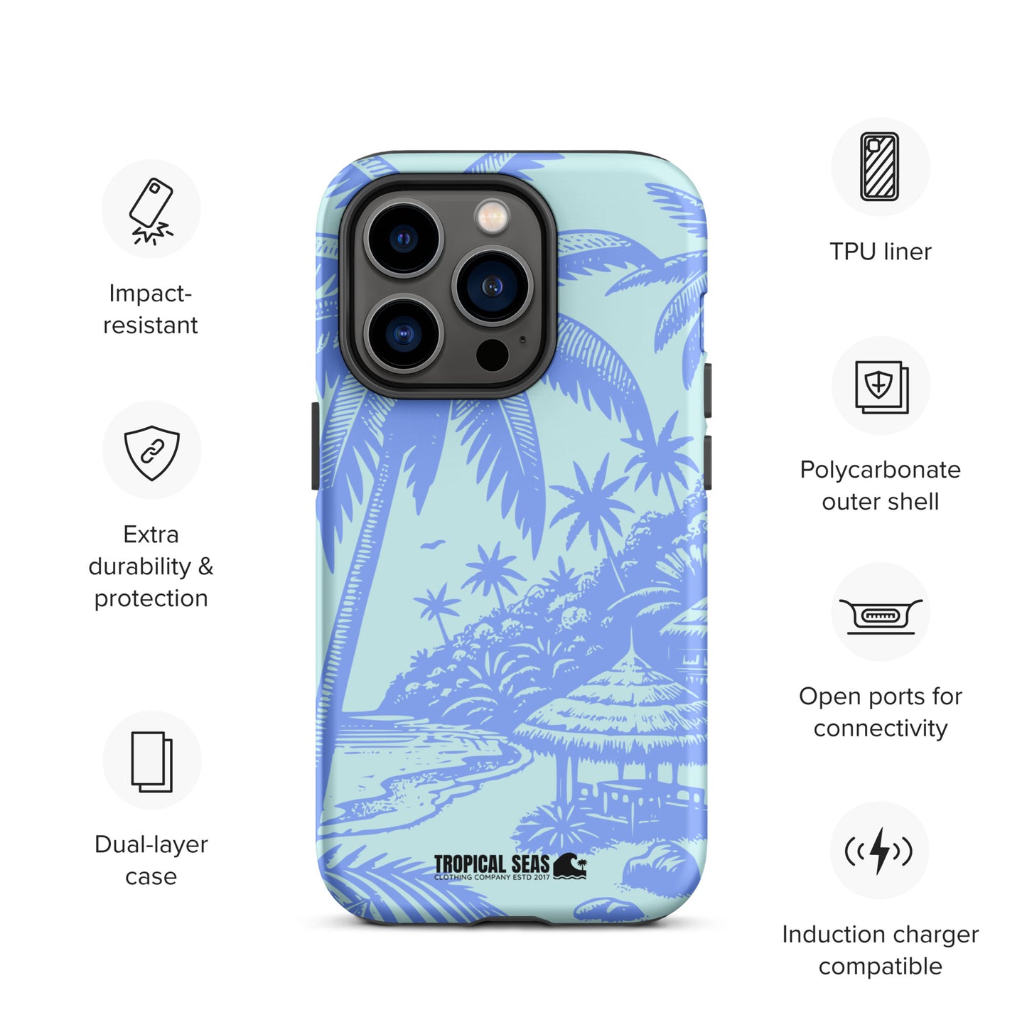 Tropical Island Blues Tough Case for iPhone® - Sustainable Mobile Phone Cases from Tropical Seas Clothing 