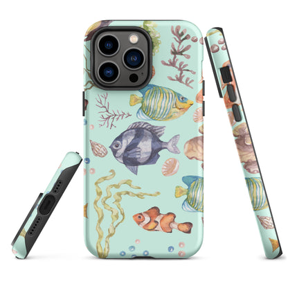 Salty Turquoise Reef Tough Case for iPhone® - Sustainable Mobile Phone Cases from Tropical Seas Clothing 