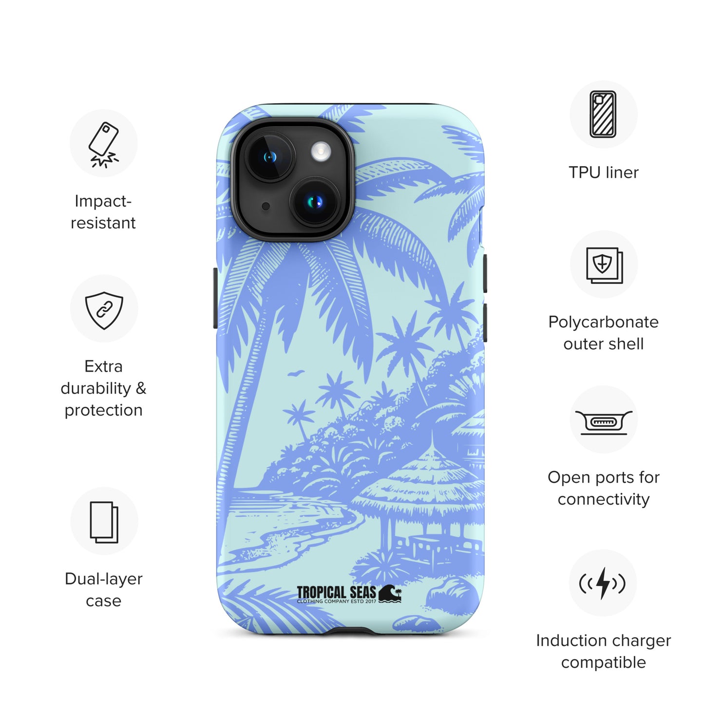 Tropical Island Blues Tough Case for iPhone® - Sustainable Mobile Phone Cases from Tropical Seas Clothing 