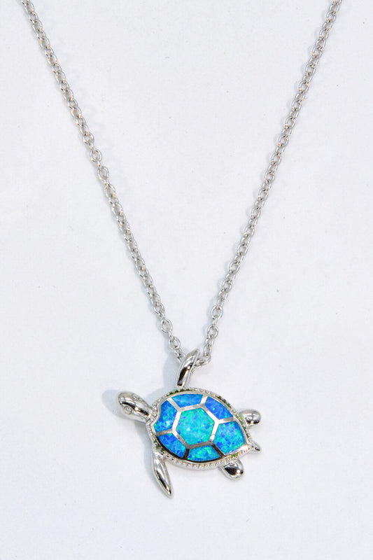 Opal Turtle Pendant Chain-Link Necklace - Tropical Seas Clothing 