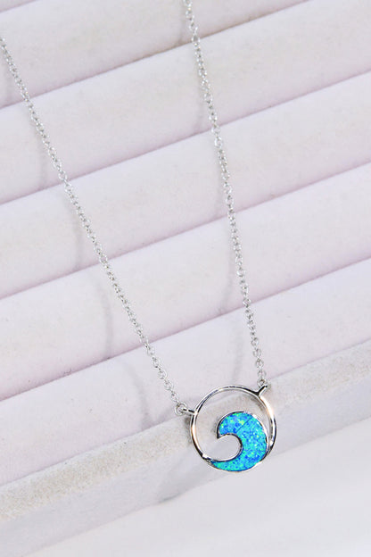 Opal Wave Pendant Necklace - Tropical Seas Clothing 
