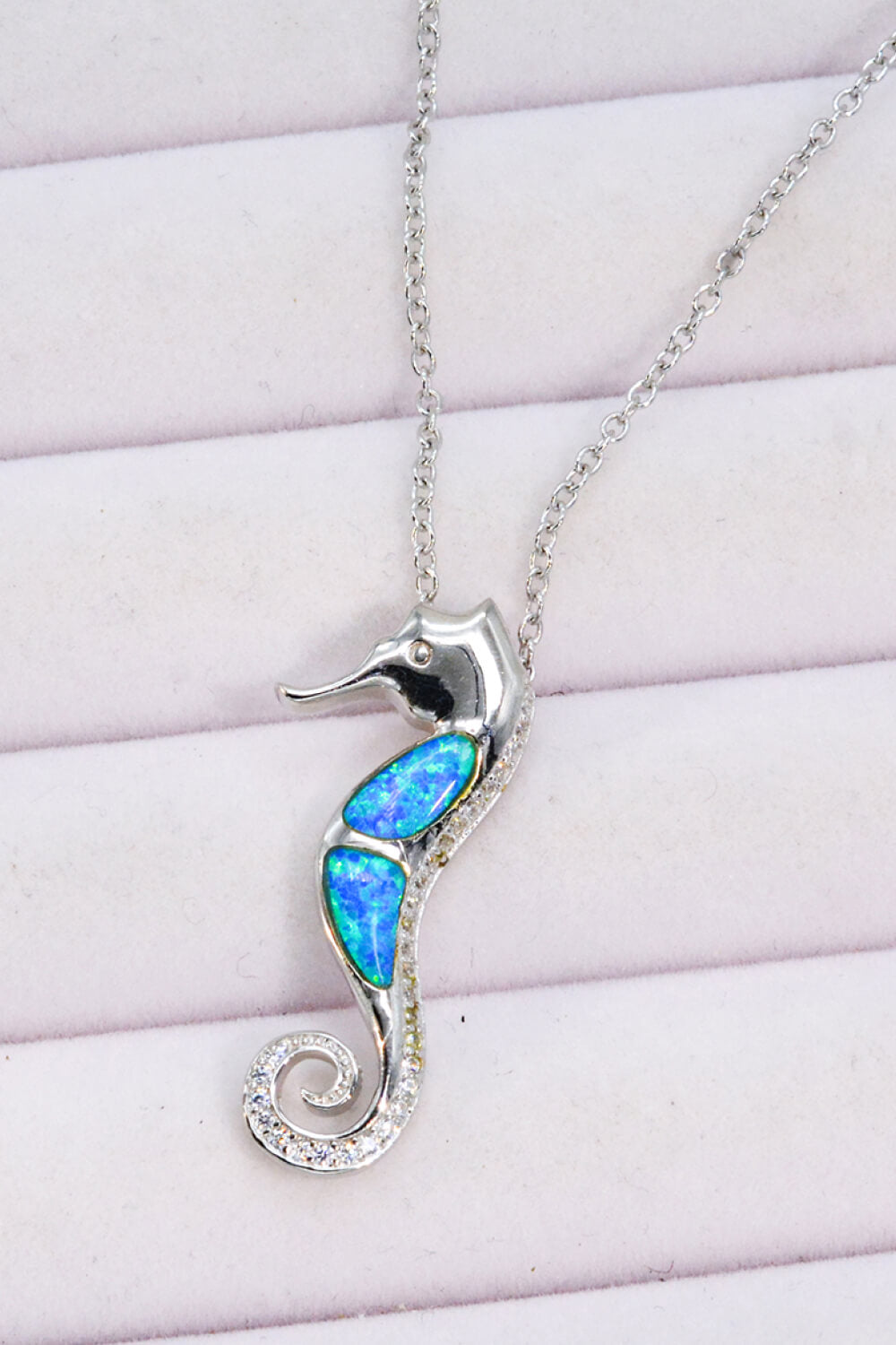 Opal Seahorse 925 Sterling Silver Necklace - Tropical Seas Clothing 