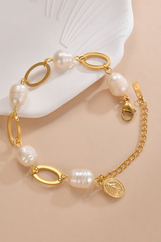 14K Gold-plated Lobster Closure Freshwater Pearl Bracelet - Tropical Seas Clothing 