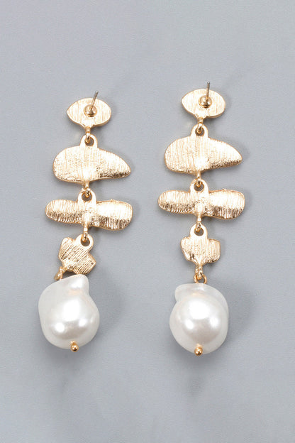 Abnormal Shape Zinc Alloy Synthetic Pearl Dangle Earrings - Tropical Seas Clothing 