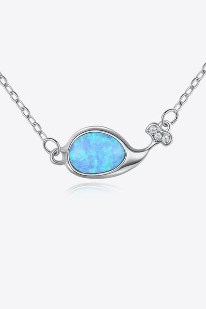 Opal Dolphin 925 Sterling Silver Necklace - Tropical Seas Clothing 