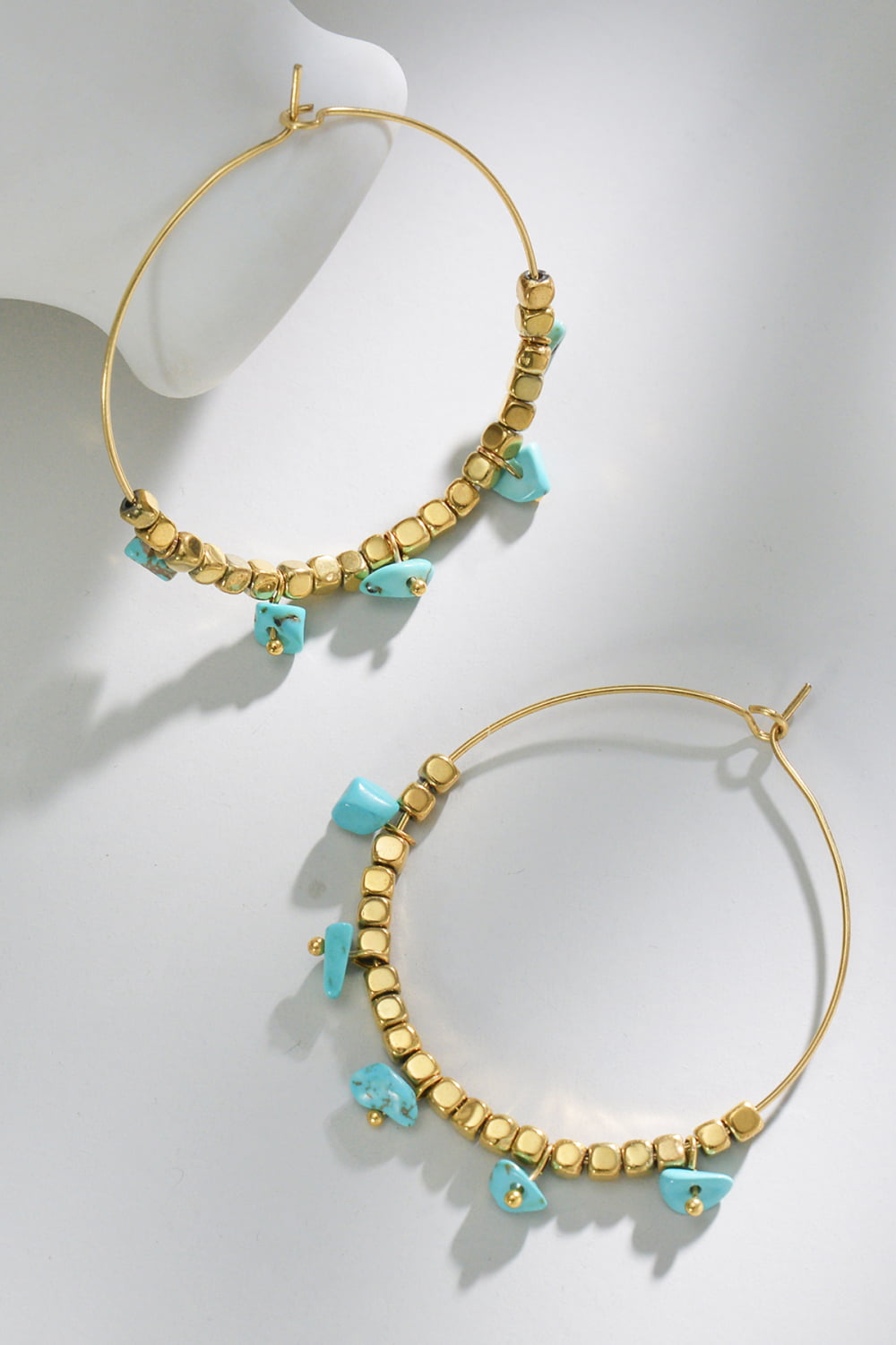 Turquoise Stainless Steel Hoop Earrings - Tropical Seas Clothing 